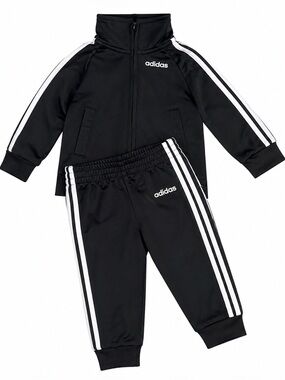 Adidas Black and White 3-Stripe Jogger Set - size 6 months